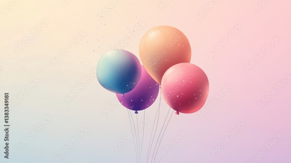 Aufkleber minimalist flat design logo featuring colorful floating balloons in a smooth gradient aesthetic for 