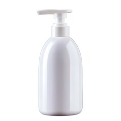 A sleek and elegant white pump bottle with a modern, curvy design, ideal for showcasing beauty or personal care products in branding mockups