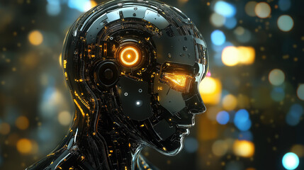 Artificial Intelligence robot, AI robot thinking, Futuristic Artificial Intelligence, future AI technology concept, robot science, AI assistant, Cyborg bionic human robotic technology