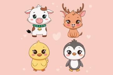 cute animals illustration vector
