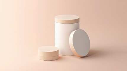 A modern, minimalist mockup of round food packaging for takeaway and meal prep.