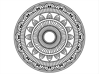 Vector mandala pattern design , Decorative frame ornament in ethnic oriental style. Coloring book page. 