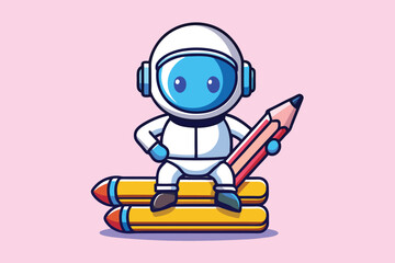 cute cartoon astronaut illustration vector