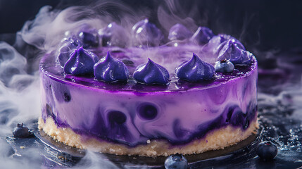 Purple Ice Cream Cake with berries