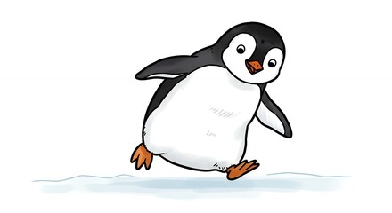 Adorable Penguin Waddling on Ice