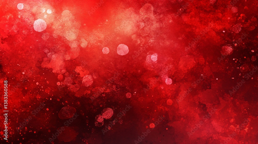 Poster Red watercolor background creating abstract shapes and bokeh effect