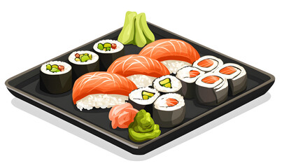 Japanese food illustrator on white background