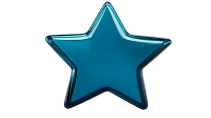 Bright blue star shape with transparent background for decoration