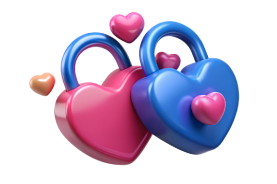 Padlock. Love. Promises. 3D rendering.