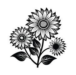 Sunflower Black And White Stock Vectors, Clipart and Illustrations 6.eps