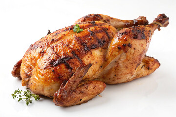 roasted chicken on a white background