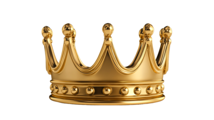 Golden crown on a clear background with sparkles