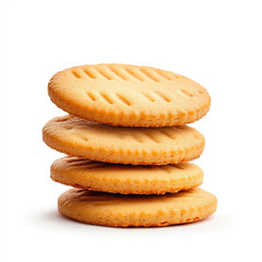 A tempting stack of golden-brown butter cookies, perfect for a delightful afternoon treat, with crisp edges and a subtly sweet aroma.