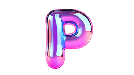 Colorful three dimensional letter P design with a shiny finish