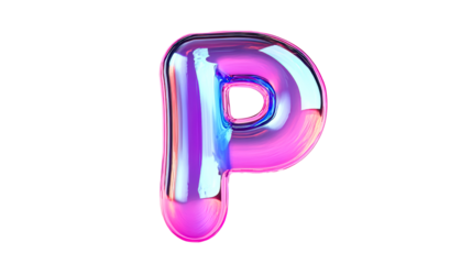 Colorful three dimensional letter P design with a shiny finish