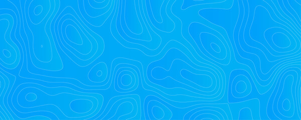 Abstract Sky blue topology and topography vector design background. Smooth wavy lines topographic contour lines vector map seamless pattern. Thin curved wavy lines topology on a blue color background.