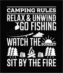 Camping rules relax and unwind go fishing watch the sunset printable cut file.