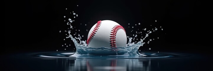 Baseball in water creating dynamic splash