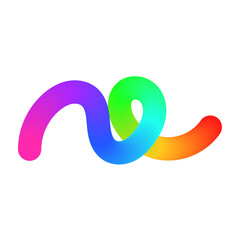 Abstract wavy gradient lines with playful squiggle shapes, colorful ribbon elements, geometric doodle pattern, and fluid 3D design. Flat vector illustration isolated on white background.