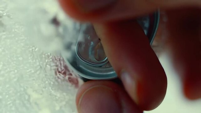 Opening a Can With a Smooth Pull Tab in a Cozy Indoor Setting During the Afternoon