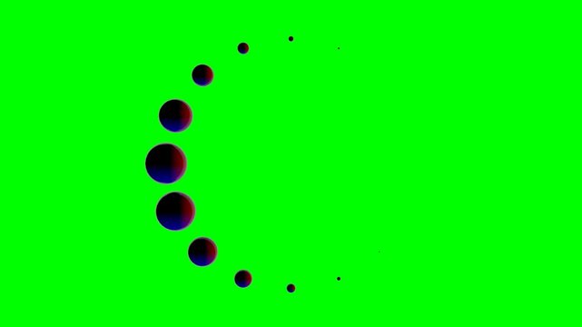 Symmetrical Loop of 3D Spheres in Front-Facing Circular Formation Over Green Screen for Clean Tech and Digital Interface Backgrounds