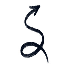 Doodle emphasis arrow icon. Design quirky twist zigzag line, spring coil, curve wave. Vector