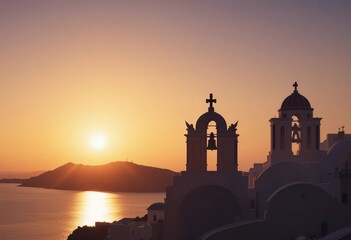  Graphic Design of Bell Tower at Dusk With Shadow Play