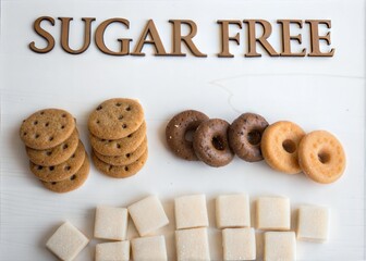 cookies with chocolate. sugar free. NO sugar. Sugar Free Line Icon, Outline Vector Symbol Illustration. Pixel Perfect, Editable Stroke. Sugar free word written in sugar background. 