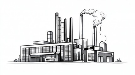 Fototapeta premium Industrial Plant Drawing - Factory Complex