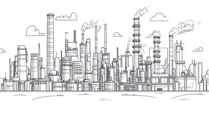 Industrial sketch of a factory complex