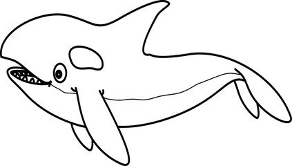 Obraz premium Hand drawn orca cartoon doodle outline