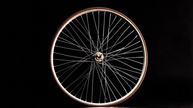 Spin of a Bicycle Wheel Showcases Intricate Spokes and Structure