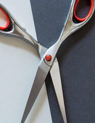 Shiny Steel Scissors Cut Out Neatly Against a Void with Blades and Grip