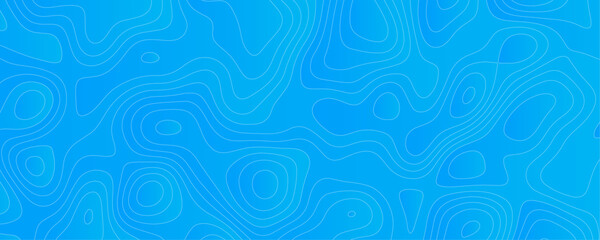 Abstract Sky blue topology and topography vector design background. Smooth wavy lines topographic contour lines vector map seamless pattern. Thin curved wavy lines topology on a blue color background.