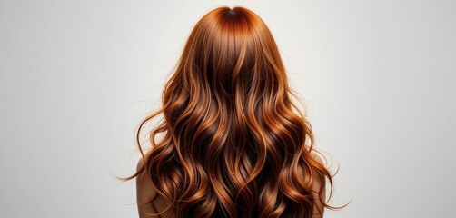 Naklejka premium Premium PNG Image of Auburn Chestnut Hair From Behind, Illuminated with Golden Highlights, Isolated on a Clean White Background