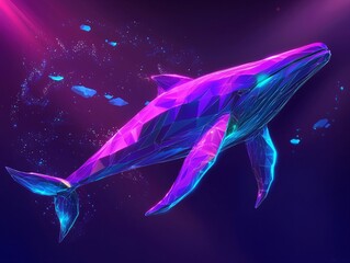 Naklejka premium Neon Whale
