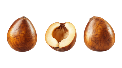 Pack of Sapodilla set Against Transparent Background for Tropical Fruit Branding, Healthy Snack Promotion, or Exotic Fruit Design Projects