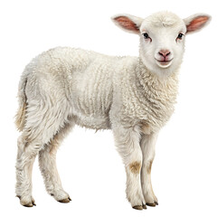 Fototapeta premium Cute Baby Lamb Standing – Realistic PNG Illustration Isolated on Transparent Background