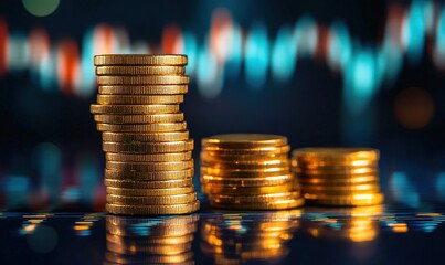Stacks of Gold Coins Showcasing Financial Growth and Wealth Accumulation Strategically