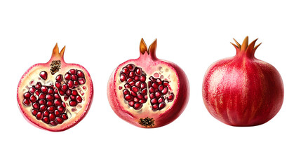 Pack of Pomegranate set Against Transparent Background for Fruit Branding, Healthy Snack Promotion, or Fresh Produce Design Projects
