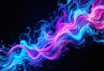 Fototapeta premium Vibrant Palette of Electric Blues, Pinks, and Greens Dancing Against a Dark Void