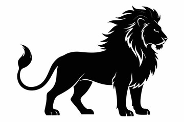 king lion silhouette black vector