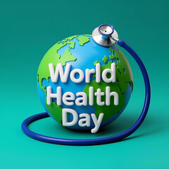 World health day 2025 3d background with doctor stethoscope. World Environmental Health Day.