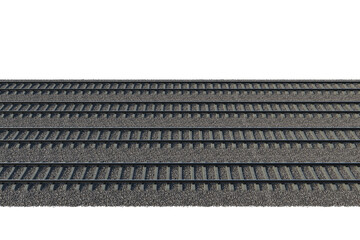 The gravel bed railway track on a white background