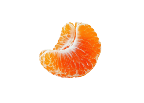 A single peeled mandarin orange segment on a transparent background. Fresh, juicy, and vibrant.