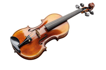 Fototapeta premium A beautifully crafted wooden violin rests elegantly on a light surface, highlighting its details