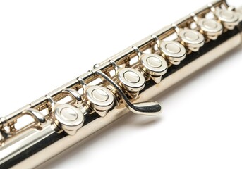 Naklejka premium A silver flute with a silver mouthpiece AI generated.