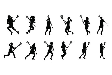 Lacrosse Female Player Silhouette SVG Bundle