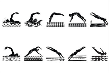 Swimmer Silhouette  SVG Bundle