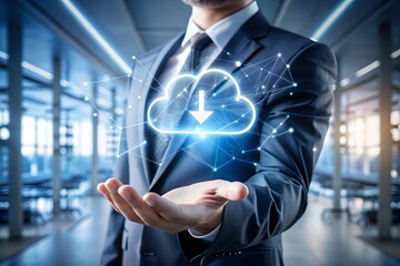 Cloud Computing and Data Storage Concept with Futuristic Digital Interface